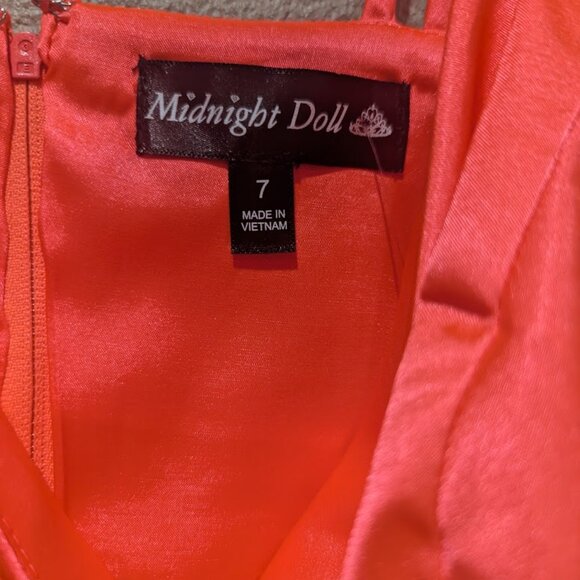 NWT- Midnight Doll 2-Piece Formal Dress – Neon Orange Satin – Size 7 ✨🧡 - Picture 5 of 7